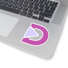 Playful D Logo Kiss-Cut Sticker — Purple Play Arrow Laptop Decal