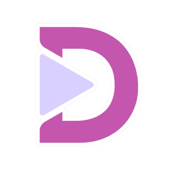 Playful D Logo Kiss-Cut Sticker — Purple Play Arrow Laptop Decal