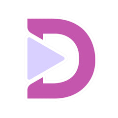 Playful D Logo Kiss-Cut Sticker — Purple Play Arrow Laptop Decal