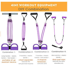 Multifunction Fitness Pedal Exerciser with Elastic Resistance Bands