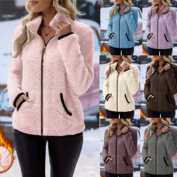 Double-Sided Fleece Zip-Up Cardigan - Casual Plush Hooded Jacket for Men Women Winter Warm Outerwear