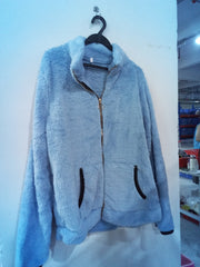 Double-Sided Fleece Zip-Up Cardigan - Casual Plush Hooded Jacket for Men Women Winter Warm Outerwear