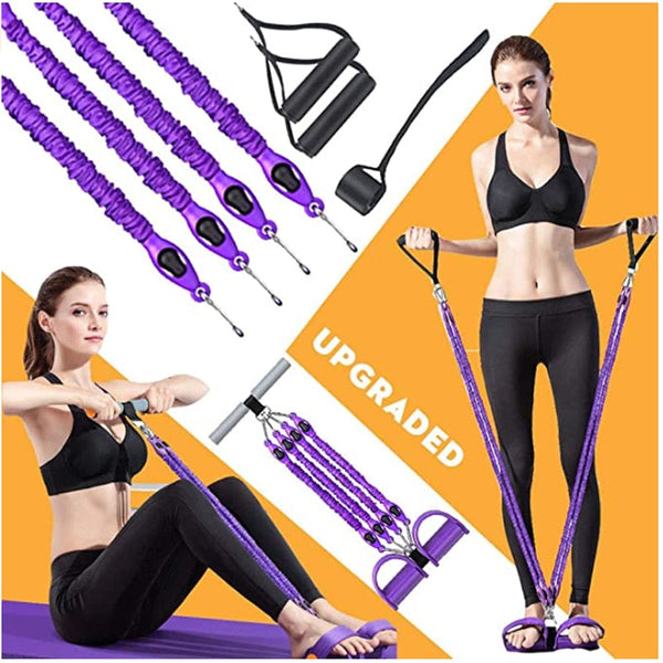 Multifunction Fitness Pedal Exerciser with Elastic Resistance Bands