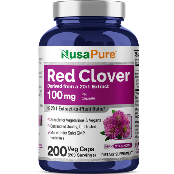 NusaPure Red Clover Extract 100mg – 200 Veg Capsules